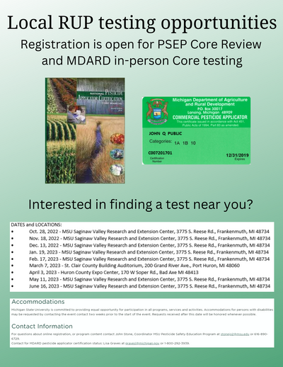 In-person RUP testing opportunities for 2022-2023
