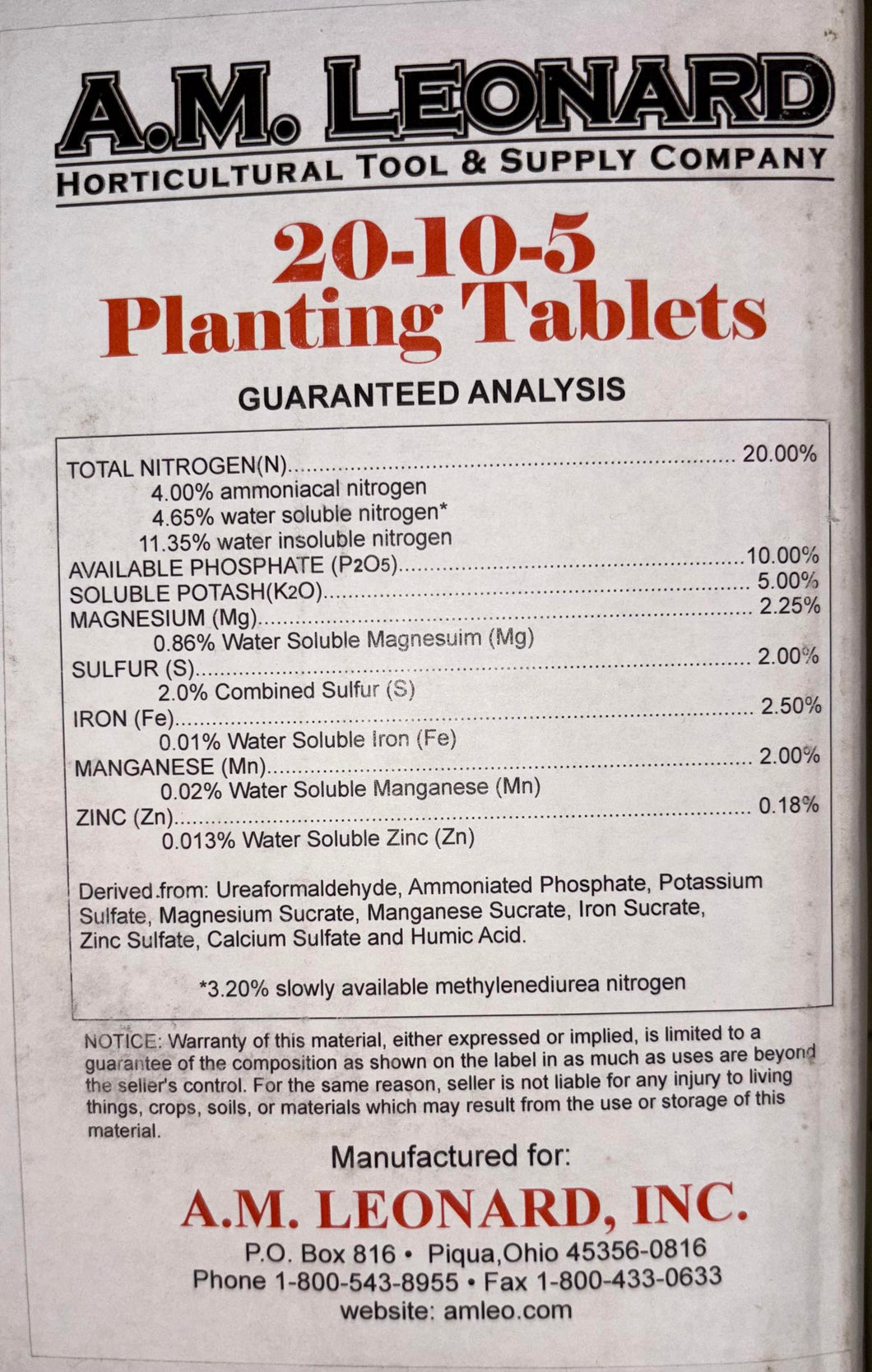 Tree Fertilizer Tablets (20-10-5 analysis)